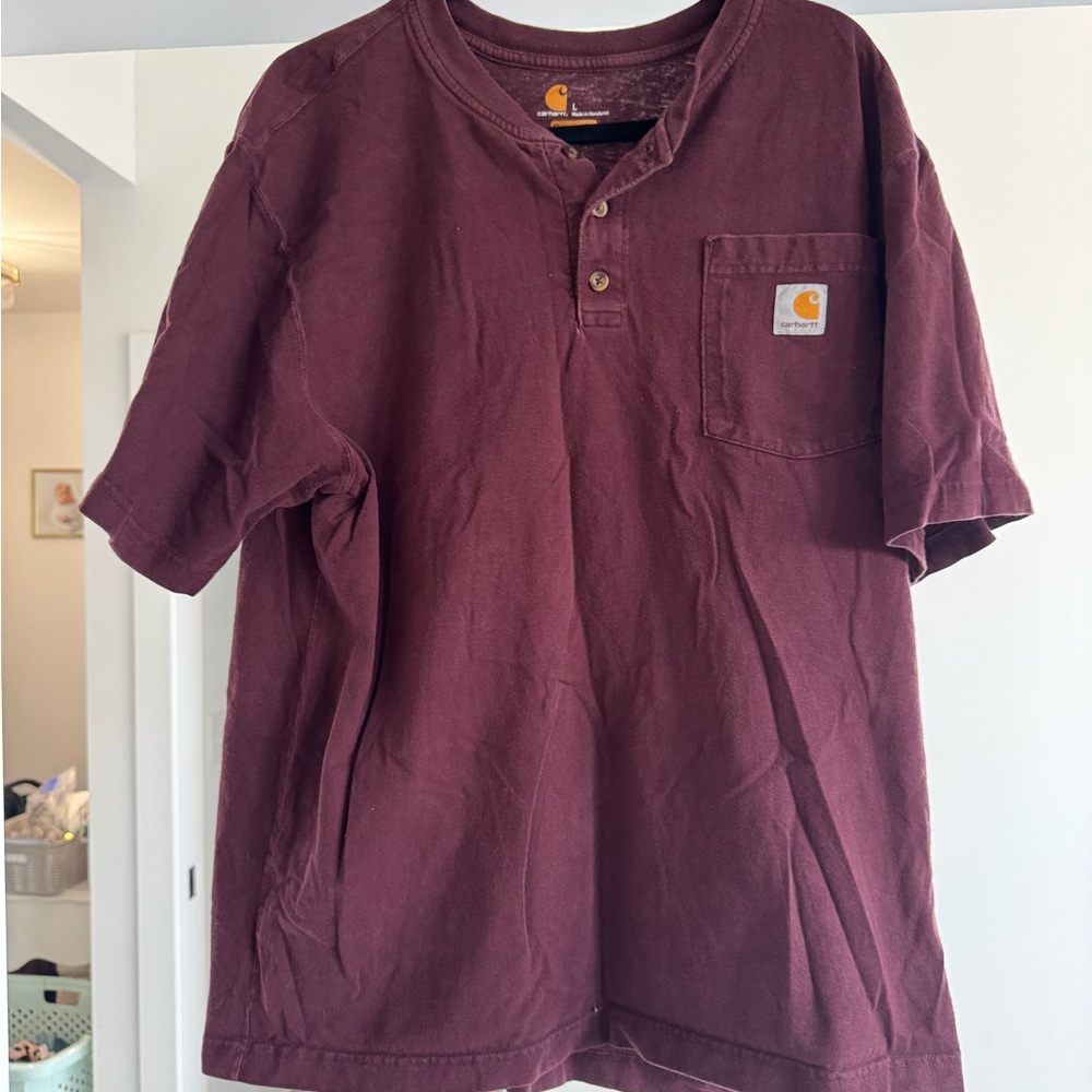 Carhartt Men's Dark Red Henley Shirt